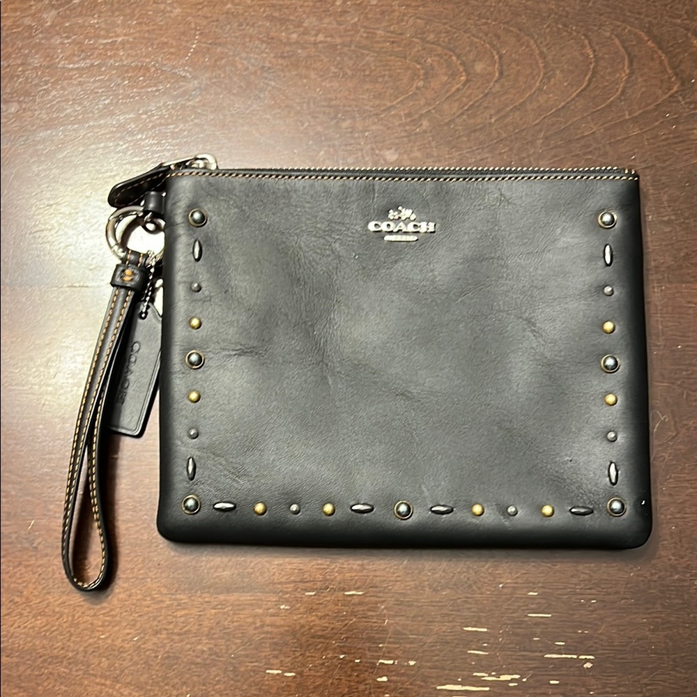 Coach studded wristlet/pouch